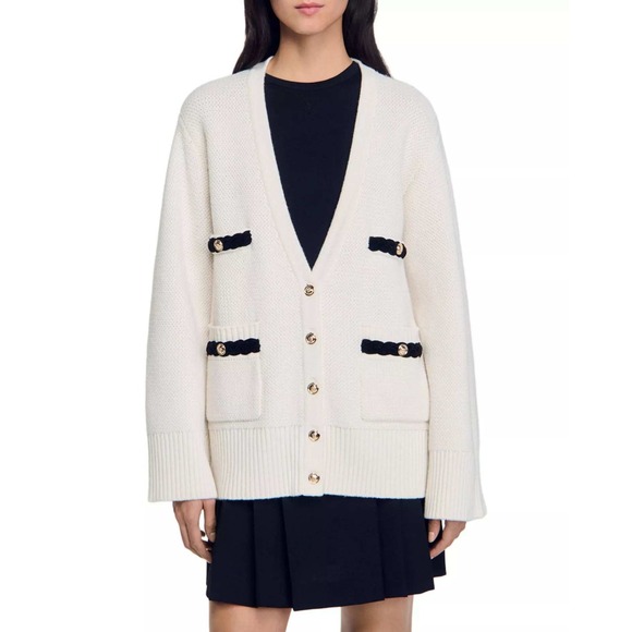 Sandro Sweaters - Sandro‎ Martie Flared Sleeve Cardigan In Ecru - Size 1 (US Small)